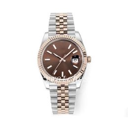 Luxury Mens Watch 41mm Datejust Chocolate Dial Asian 2813 Movement Automatic Mechanical Rose Gold Two Tone Jubilee Strap Sapphire 240c