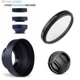 Philtres 3 Stage Collapsible Rubber Camera Lens Hood UV Philtre lens cap for HX400V HX350 HX300 H400 digital cameras Q230905