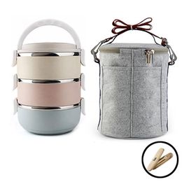 1 2 3 Layer Stainless Steel Thermo Bento Lunch Boxs Japanese Food Box Insulated Lunchbox Thermal School Food Container w Handle C274C