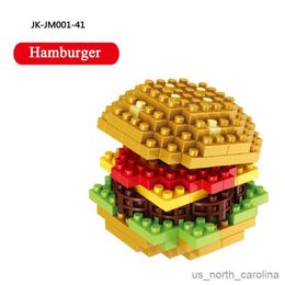 Blocks Food Fast Food Fruit Model Building Blocks DIY Wine Burger Fries Dog Cake Puzzle Assembly Toy Boy Girl Gift R230905