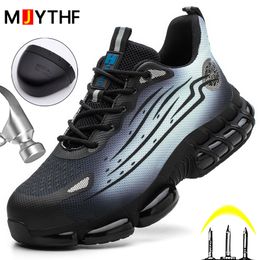 Boots Men Air Cushion Sport Safety Shoes Fashion Work Antismash Antipuncture Indestructible Lightweight Protective 230905