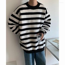 Men's Sweaters Winter Sweater Men Warm Fashion Casual Knit Pullover Oversized Korean Loose Round Neck Striped Mens Jumper Clothes