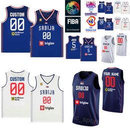 Print World Cup Basketball Srbija 14 Dusan RISTIC Jersey Serbia 30 Aleksa Avramovic 27 DEJAN DAVIDOVAC 51 Boban Marjanovic 13 Ognjen DOBRIC 23 Marko GUDURIC Navy