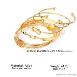 Charm Bracelets New Design Metal Bracelet for Women Men Gold Colour Silver Colour Twisted Tie Geometric Opening Bangle Fashion Jewellery R230905