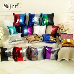 Pillow Case Meijuner Reversibel Glitter Mermaid DIY Payet Sarung Bantal Kursi Cover Rumah Mobil Sofa Dekorasi 230905