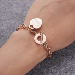 Charm Bracelets Classic Fashion Heart-Shaped Stainless Steel Men's and Women's Living Mouth Bracelet Couple Party Daily Jewelry Gift R230905