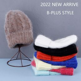 Beanie/Skull Caps Female Cashmere Blend Winter Hat Long Fur Warm Soft Wool Knitted Hats Women Skullies Beanies Wholesale 230905