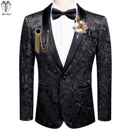 Mens Suits Blazers HiTie Wedding Events Suit Bowtie Hanky Cufflinks Corsage Collar Pin Shawl Tuxedo Jacket Coat With Bow tie 230904