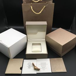 High Quality Square Paper Watch Box booklets Papers Silk Ribbon Gift Bag Champagne Watch Boxes Case2150