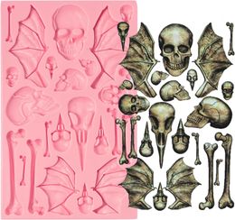 Halloween Skeleton Fondant Molds, Wing Bone Chocolate Silicone Mold, for Halloween, Horror Party Cake Decoration 1221289