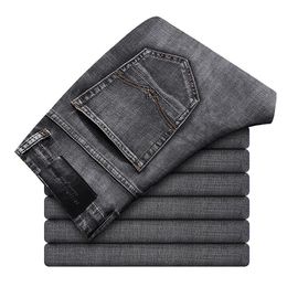 Loose jeans men's autumn business high-waist stretch straight pants middle-aged long pant314G