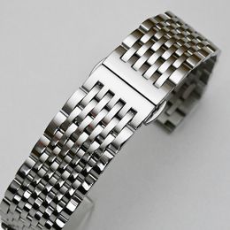 Watch Bands Curved End Stainless Steel Watch Band 18mm 19mm 20mm 21mm 22mm Replacement Strap Butterfly Clasp Watchband Bracelet Silver Gold 230905