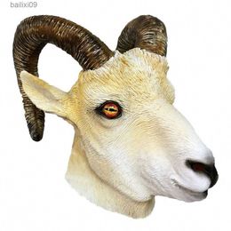 Party Masks Animal Latex masks Antelope Head Mask Latex Goat Full Face Masks Fantasy Costume T230905