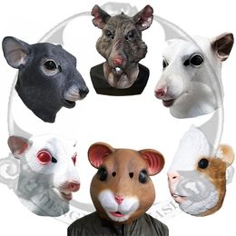 Party Masks Realistic Mouse Mask Halloween Animal Rat Cosplay Full Face Latex Zoo Fancy Dress Costume Props for Adults 230904