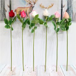 10pcs lot real touch simulation rose bud flower artificial silk rose branch home decor wedding decoration flower wreath bouquet289D