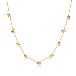 Simple Fashion Necklace Beads Ball Snake Chain Stainless Steel Gold-Plated Jewelry For Women Girls XMAS Gifts 18inch+2cm