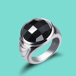 Wedding Rings 925 Sterling Silver Ring Classic Silver Ornaments Obsidian Neutral Ring Men And Women For Daily Collocation Fashion Jewellery Ring 230904