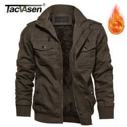 Men s Jackets Jaket Kasual Bulu Tebal Musim Dingin Ukuran Besar TACVASEN Mantel Katun Pria Taktis Banyak Saku Parka Penahan Angin 230904