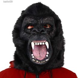 Party Masks Black Gorilla Mask Fun Latex Animal Costume Accessory Jungle King Kong Halloween Fancy Dress Party props T230905