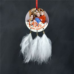 sublimation blank feather christmas ornaments ornaments hot tranfer printing consumable