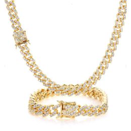 Miami Cuban Link Chain 12mm Hiphop Necklace 18k Gold Plated Iced Out Full Zircon Cuban Chain Mens Hip Hop Jewellery
