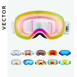 Ski Goggles VECTOR Kids Big Spherical for Children Double Layers UV400 Magnetic Glasses Girls Boys Snowboard Eyewear 230904