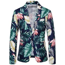 Casual Suit Jacket 2021 Design Hawaiian Print Style Flower Series Fashion Single-Breasted Top Men's Suits & Blazers2184