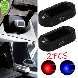 New 2pc Car Solar Powered Fake Security Light Simulated Dummy Alarm Wireless Warning Anti-Theft Caution Lamp Flashing Imitation Lamp