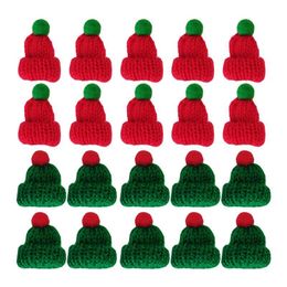Christmas Decorations 20Pcs Miniature Santa Hats DIY For MINI Woolen Hat Knitted Little Caps 230905