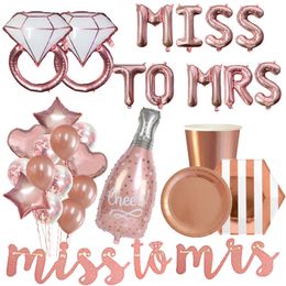 Christmas Decorations Wedding Miss To Mrs Balloon Banner Rose Gold Team Bride Be Decoration Bridesmaid Sash Bachelorette Party Supplies 230905