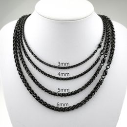 Mixed Link Chain Vacuum Plating Black Tone Hip Hop Necklace Jewellery 3~6mm for Choice