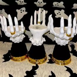 Halloween Home Decor Candle Holder Stick Resin Tools Horror Witch Hand Single Wick Eve 921