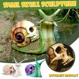 Party Decoration Snail Skull Sculpture Gothic Decoration Snail Statue Patio Halloween Figurine Crafts Horror Skeleton Desktop Ornament Decor x0905