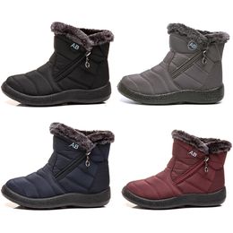 warm lady snow boots side zipper light cotton women's shoes black red blue gray in winter outdoor sports sneakers