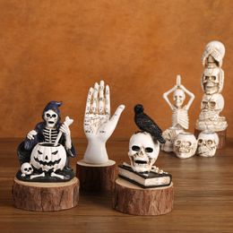 Halloween Creative Skeleton Head Interior Decoration Resin Decoration Skeleton Ghost Festival Desktop and Gateway Decoration Holiday Gifts