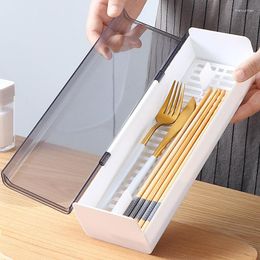 Storage Bottles Transparent Drainage Box Knife Spoon Fork Chopsticks Waterproof Cutlery With Lid Home Kitchen Utensils