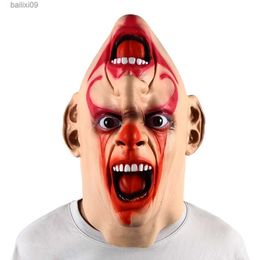 Party Masks Upside Down Horror Clown Mask Latex Headgear Halloween Carnival Cosplay Costume Accessories T230905