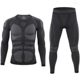 Men's Tracksuits Thermal Underwear Men Tracksuit Tactical Training Fitness Tops Pants Sets Under Wear Suit Mens Autumn Winter Thermo Long