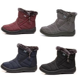 ladies snow boots side zipper light cotton women's shoes black red blue gray winter outdoor sports sneakers