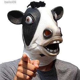 Party Masks Animal Mask Cow Head Funny Masquerade for Adults Dressing Up Cow Masks T230905