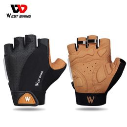 Cycling Gloves WEST BIKING Sports Cycling Gloves Half Finger Men Women MTB Bike Gloves Running Fitness Gym Riding Motorcycle Bicycle Gloves 230904