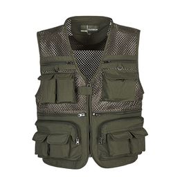 Men's Vests Outdoor Men Vest Tactical Webbed Gear Coat Summer Pographer Waistcoat Tool Many Pockets Mesh Work Sleeveless Jacket Male 230904
