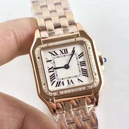 2 style gold and rose gold latest version High Quality Japanese quartz movement 22mm 27mm Diamond bezel beautiful woman watche268q