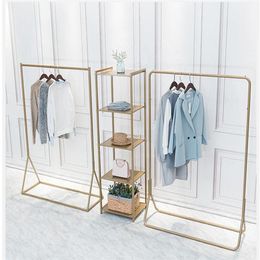 Landing coat hanger Golden clothing racks Bedroom Furniture Simple display of men's and women's clothes Underground art 240W