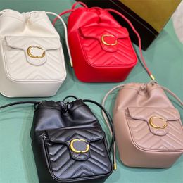 Luxury Woman G Marmont Bucket Bag Designer Handbag 4 Colours Shoulder Bag Ladies Leather Letter Purses Female Cross Body Bag Quilted V Shaped