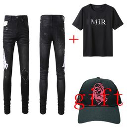 Cigarette pants jeans for men designer jean Long Pants Stylish Straight Slim Fit pant cotton casual t shirt luxury hip hop streetw321f