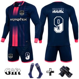 Other Sporting Goods Customized Adult Children Football Jerseys Uniforms Tracksuit Boys Girls Soccer Clothes Sets Free Shin Guards Pads Sock 230904