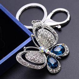 Butterfly Keychain Women Fashion Crystal Rhinestone Keyring Key Holder Car Accessories 1221332