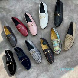 Dress Shoes Loafers MulesWomen Flat Casual Shoe Authentic Cowhide Buckle Lady Leather Trample