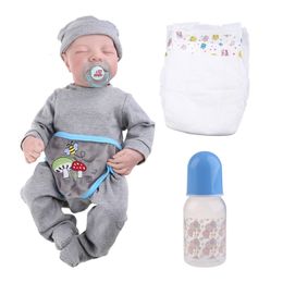 Dolls 19in Realistic for DOLL Closed Eyes Sleep Boy Soft Vinyl Silicone Baby born Toy Gift Children Kids X90C 230904